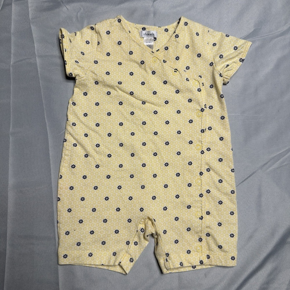 Threads Baby Romper 3-6 Months Floral Yellow Daisies Kidcore